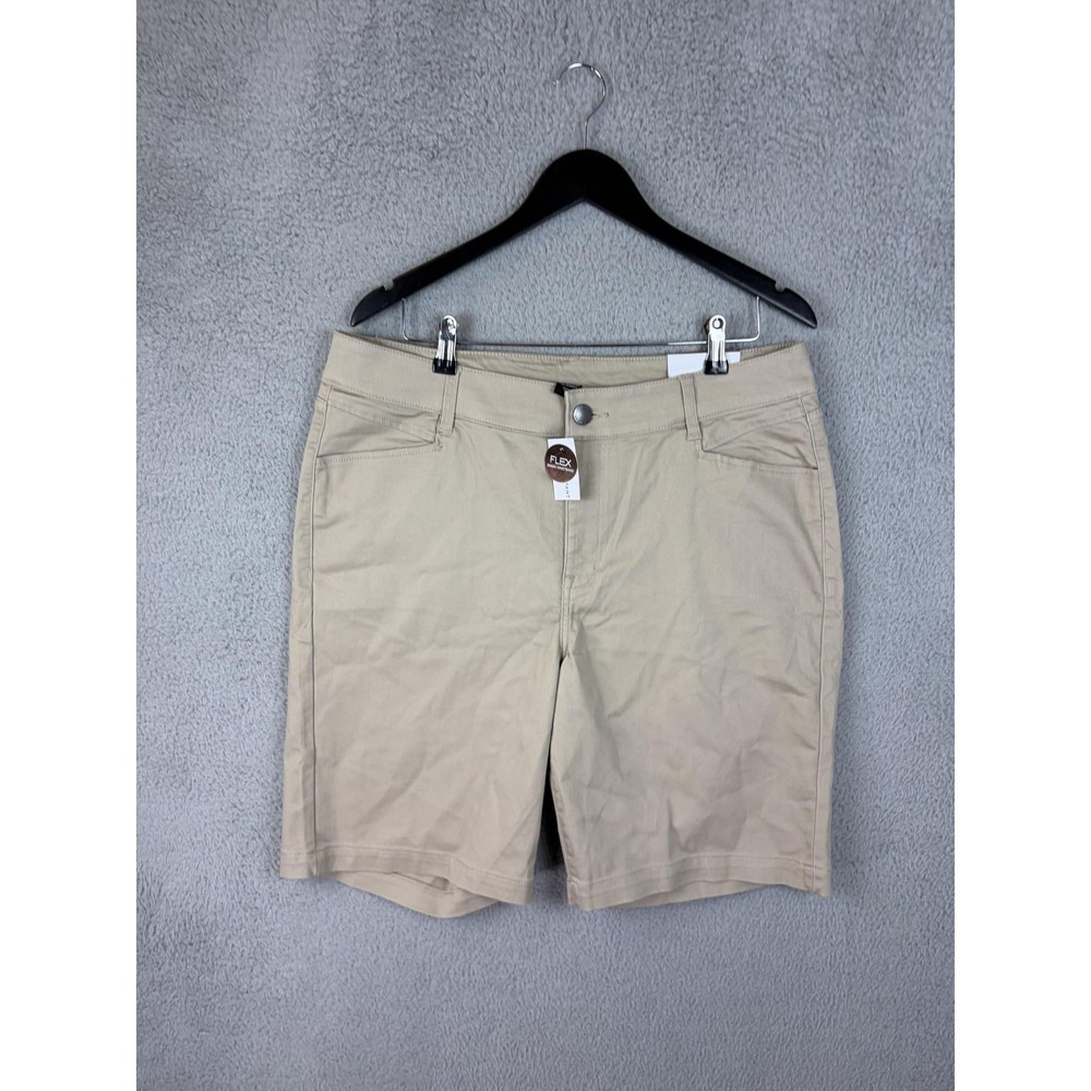 Lane Bryant Bermuda Shorts Womens 18 Beige High Rise Twill Stretch Plus New